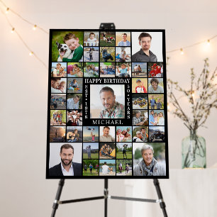 Birthday 43 Photo Collage Name Age EST Year Black Foam Board