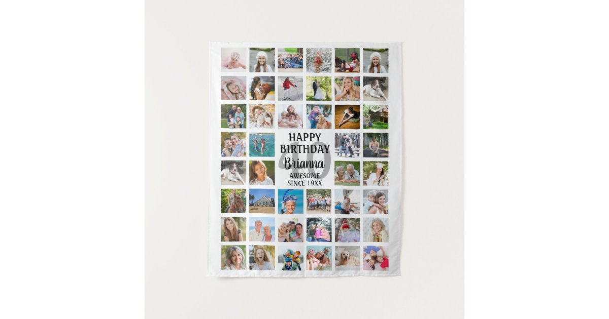 Birthday 44 Photo Collage Party Backdrop | Zazzle