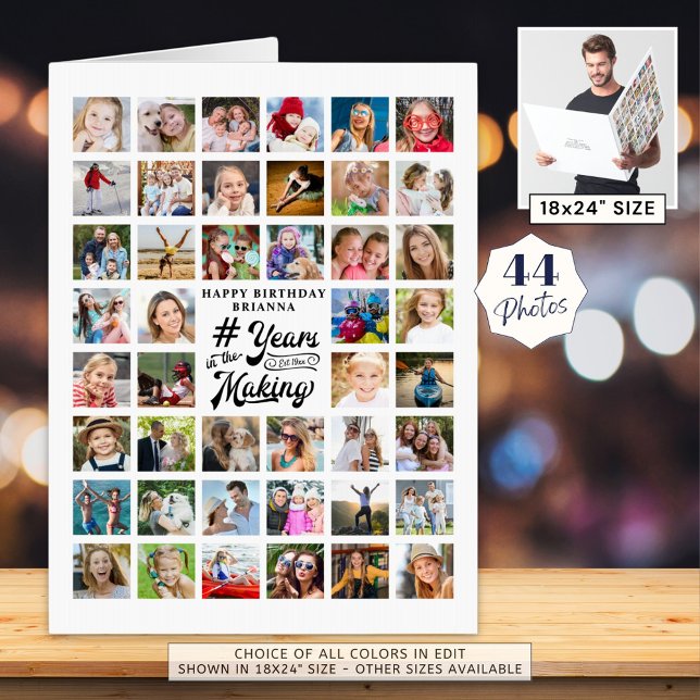 Birthday 44 Photo Collage Years in the Making Card (Creator Uploaded)