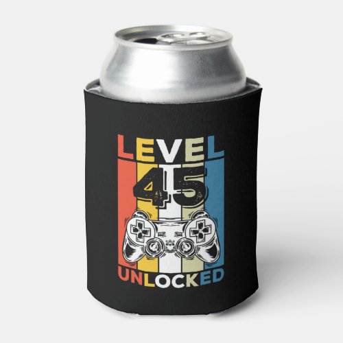 Birthday 45th Level Unlocked 45 Gaming Vintage Can Cooler