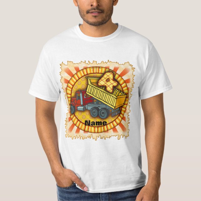 Birthday 4 Dump Truck T-Shirt (Front)