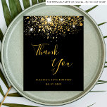 Birthday 50 black gold budget thank you card<br><div class="desc">A thank you card for a 50th (or any age) birthday. A black background color,  decorated with faux gold glitter. On front large golden colored hand lettered script and the text: Thank You,  your text,  title and a date. 
Back: Template for Your thank you note and name.</div>