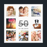 Birthday 50 custom photo collage white monogram canvas print<br><div class="desc">A unique 50th (or any age) birthday gift or keepsake, celebrating her life with a collage of 8 of your photos. Add images of her family, friends, pets, hobbies or dream travel destination. Personalize and add a name, age 50 and a date. Gray and black colored letters. A chic white...</div>