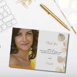 Birthday 50 golden eucalyptus gold modern thank you card<br><div class="desc">A modern and elegant photo thank you card. A chic white background decorated with golden eucalyptus foliage.  Personalize and add your photo,  your thank you note and name.  
Back: white background.</div>