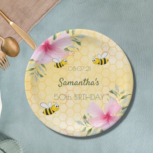 Birthday 50 party happy bumble bees honeycomb paper plates