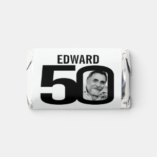 Birthday 50th black white add your photo name hershey's miniatures