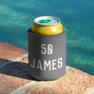 Birthday 50th Elegant Grey Stylish Favors Can Cooler