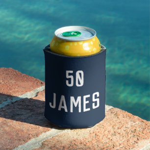 Birthday 50th Elegant Navy Blue Stylish Favors Can Cooler