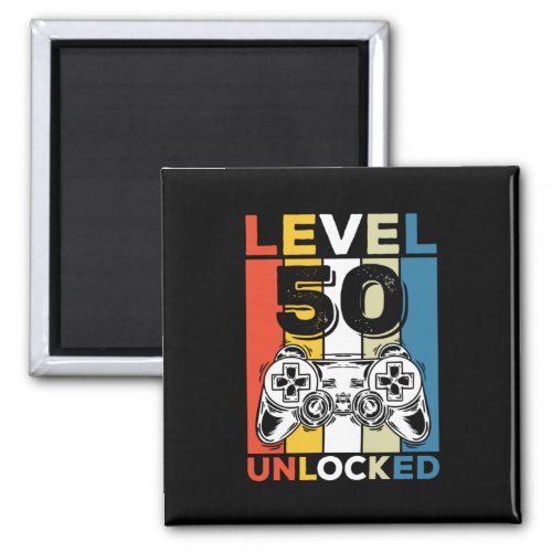 Birthday 50th Level Unlocked 50 Gaming Vintage Magnet