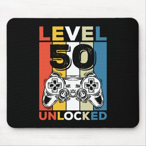 Birthday 50th Level Unlocked 50 Gaming Vintage Mouse Pad