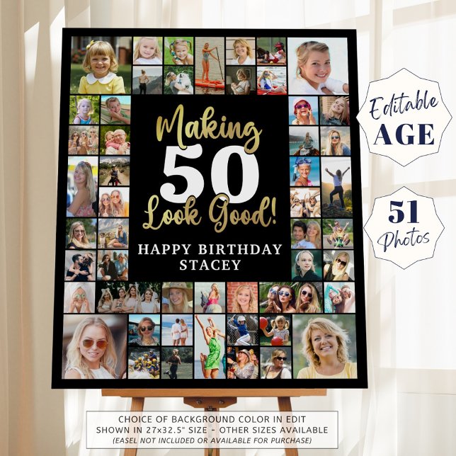 Birthday 51 Photo Collage Making AGE Look Good Foam Board (Creator Uploaded)