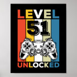 Birthday 51st Level Unlocked 51 Gaming Vintage Poster<br><div class="desc">Birthday 51st Level Unlocked 51 Gaming Vintage</div>