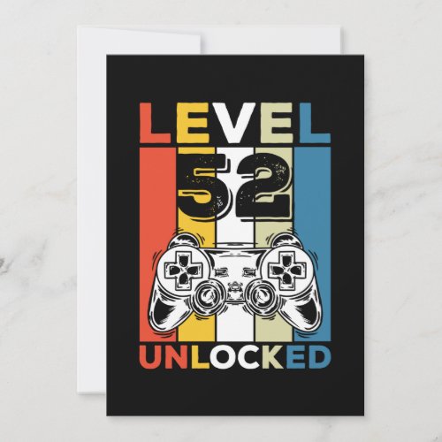 Birthday 52nd Level Unlocked 52 Gaming Vintage Invitation