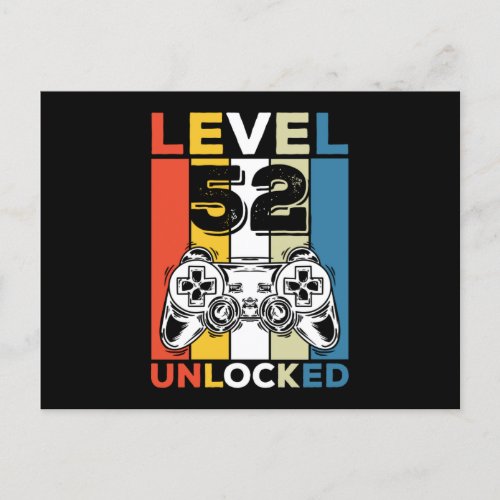 Birthday 52nd Level Unlocked 52 Gaming Vintage Postcard
