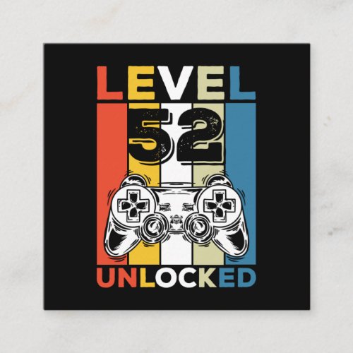 Birthday 52nd Level Unlocked 52 Gaming Vintage Square Business Card