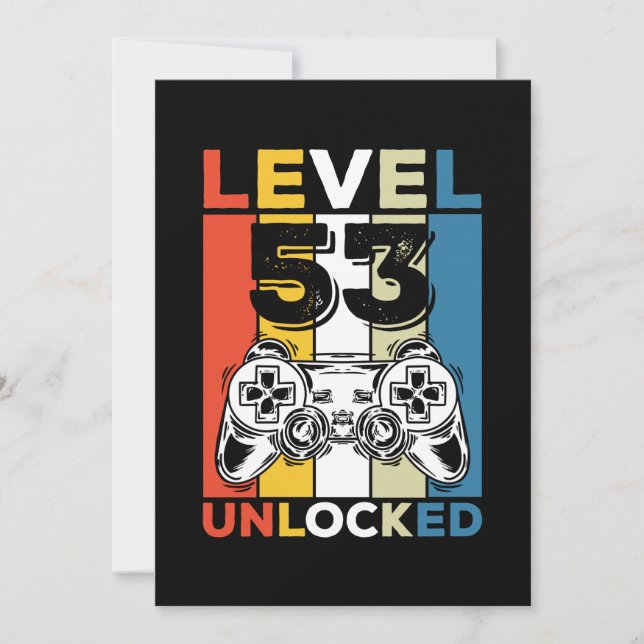 Birthday 53rd Level Unlocked 53 Gaming Vintage Invitation (Front)