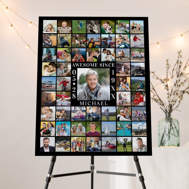 Birthday 55 Photo Collage AWESOME SINCE Foam Board (In Situ (Stand))