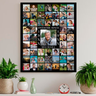 Birthday 55 Photo Collage AWESOME SINCE Poster