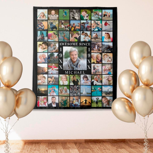 Birthday 55 Photo Collage Backdrop AWESOME SINCE