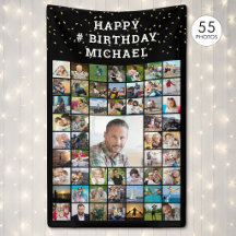 Birthday 55 Photo Collage Custom Text and Color
