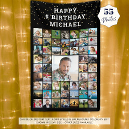 Birthday 55 Photo Collage Custom Text and Color Banner