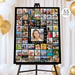 Birthday 55 Photo Collage FABULOUS SINCE Custom Foam Board