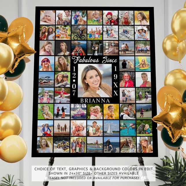 Birthday 55 Photo Collage FABULOUS SINCE Custom Foam Board (Creator Uploaded)