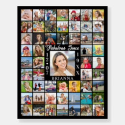 Birthday 55 Photo Collage FABULOUS SINCE Custom Foam Board | Zazzle