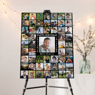 Birthday 55 Photo Collage Name Age EST Year Black Foam Board