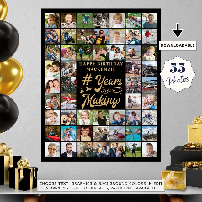 Birthday 55 Photo Collage Years in the Making Poster (Creator Uploaded)