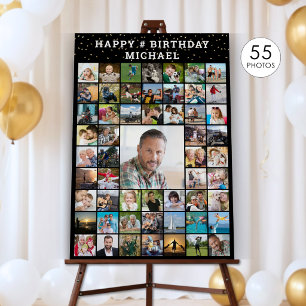 Birthday 55 Photo Collage Your Text and Color Foam Board