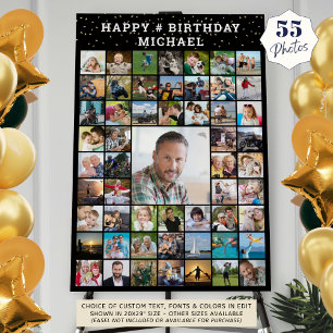 Birthday 55 Photo Collage Your Text and Color Foam Board