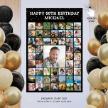 Birthday 55 Photo Collage Your Text and Color Poster<br><div class="desc">Celebrate any age birthday with a photo memories display utilizing this easy-to-upload photo collage template on a poster print with 55 square pictures of him or her through the years for a party or as a commemorative keepsake. The design features your custom text (the sample suggests HAPPY # BIRTHDAY NAME),...</div>