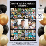 Birthday 55 Photo Collage Your Text and Color Poster<br><div class="desc">Celebrate any age birthday with a photo memories display utilizing this easy-to-upload photo collage template on a poster print with 55 square pictures of him or her through the years for a party or as a commemorative keepsake. The design features your custom text (the sample suggests HAPPY # BIRTHDAY NAME),...</div>