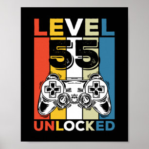 Birthday 55th Level Unlocked 55 Gaming Vintage Poster
