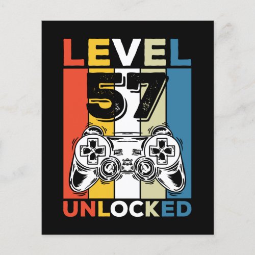Birthday 57th Level Unlocked 57 Gaming Vintage