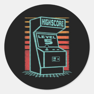 Birthday 5 Year Old Retro Gamer Level Up Unlocked Classic Round Sticker