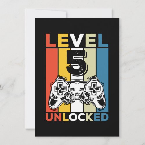Birthday 5th Level Unlocked 5 Gaming Vintage Invitation