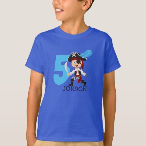 Birthday 5th Name Party Pirate T_Shirt