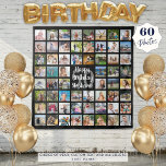 Birthday 60 Photo Collage Personalized Tapestry<br><div class="desc">Create a photo collage sign or party backdrop for any age birthday utilizing this easy-to-upload template with 60 square pictures personalized with your custom text and their age against an editable black background you can change to coordinate with party theme colors. Makes a memorable birthday celebration decoration or keepsake for...</div>