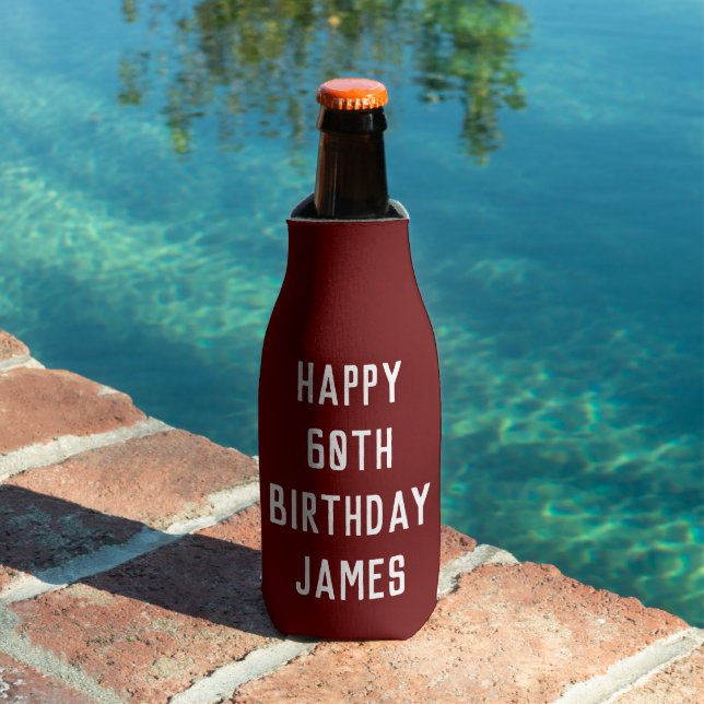 Birthday 60th Elegant Burgundy Dad Stylish Bottle Cooler (In Situ Pool)