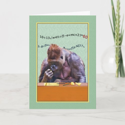 Birthday 60th Gorilla at Desk Card