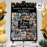 Birthday 62 Photo Collage # Years in the Making Foam Board<br><div class="desc">Celebrate any age birthday for him or her with a photo memories display poster print utilizing this easy-to-upload photo collage template with 62 square and rectangle pictures through the years in your choice of colors. The design features gold stars and lights, your personalized title at the top and a retro...</div>