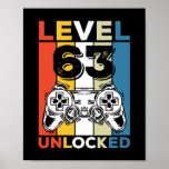 Birthday 63rd Level Unlocked 63 Gaming Vintage Poster<br><div class="desc">Birthday 63rd Level Unlocked 63 Gaming Vintage</div>