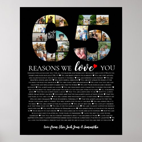 birthday 65 reasons why I love you retirement  Poster
