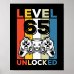 Birthday 65th Level Unlocked 65 Gaming Vintage Poster<br><div class="desc">Birthday 65th Level Unlocked 65 Gaming Vintage</div>