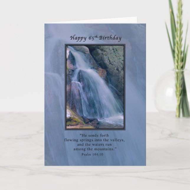 Birthday, 65th, Religious, Mountain Waterfall Card (Front)