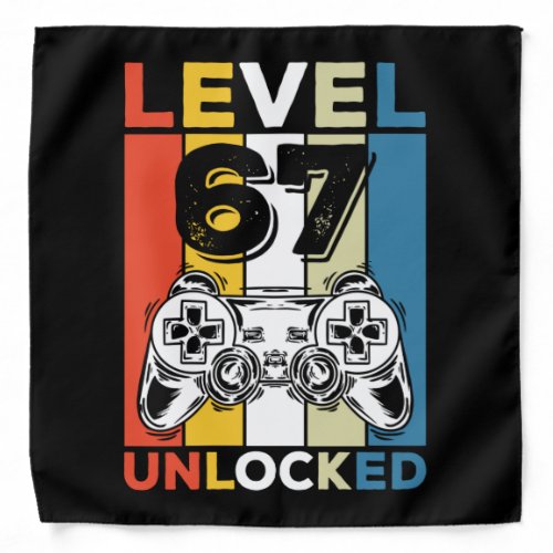 Birthday 67th Level Unlocked 67 Gaming Vintage Bandana