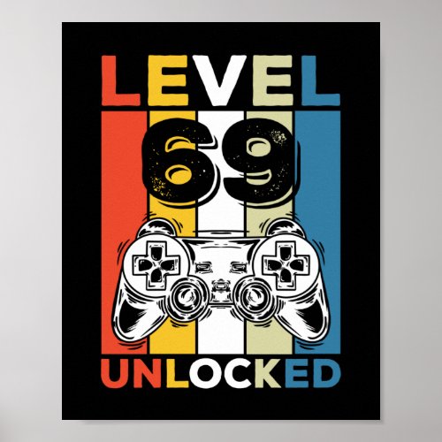 Birthday 69th Level Unlocked 69 Gaming Vintage Poster