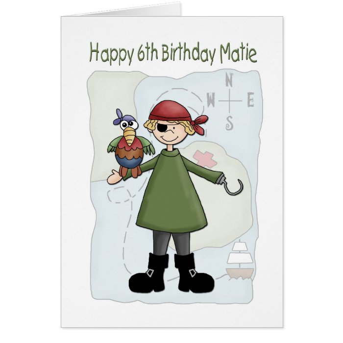 Birthday 6 Pirate Greeting Card